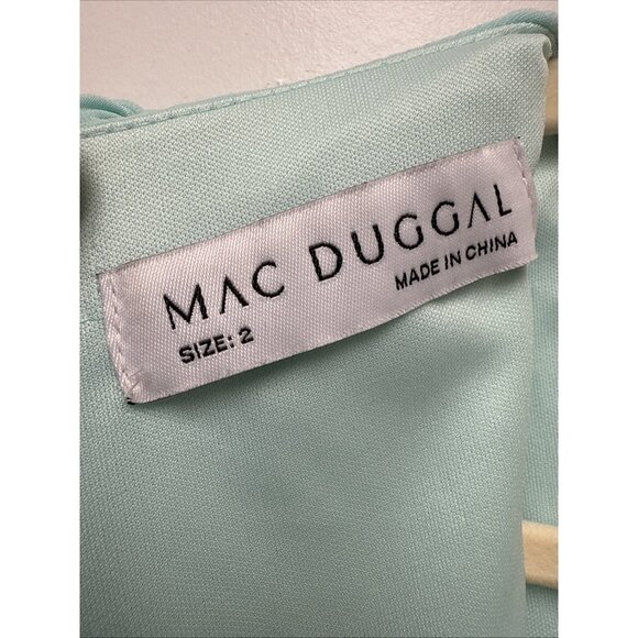 MAC DUGGAL Size 2 Mint BELTED JEWEL ENCRUSTED PLUNGE NECK LONG SLEEVE GOWN New - Picture 9 of 11